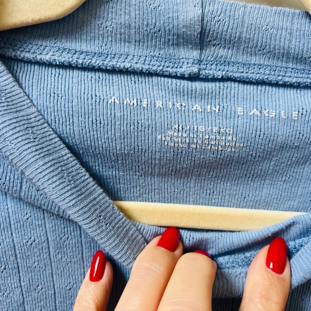 American Eagle Outfitters Blue Ribbed Crop Top - Picture 3 of 5